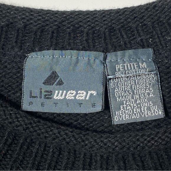 Vintage Lizwear Geometric Patchwork Cotton Knit Sweater Women's Size MP - Picture 3 of 16